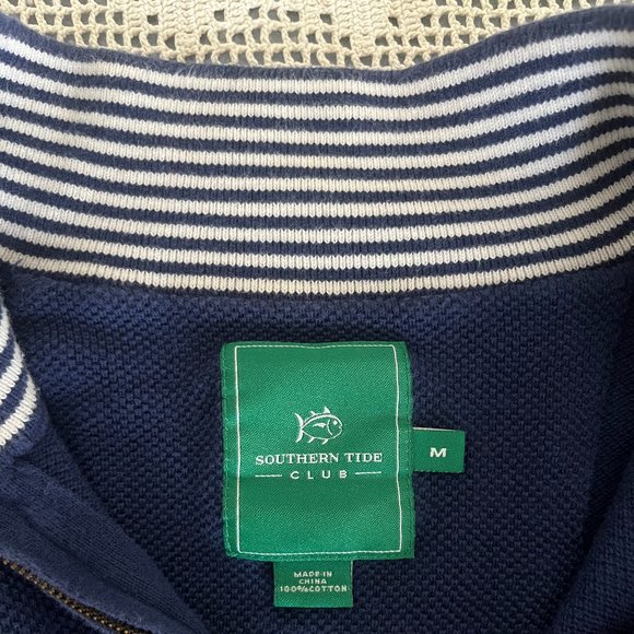 Southern Tide Club quarter zip pullover navy & white men’s medium - Picture 8 of 8
